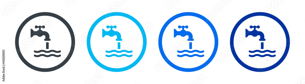 Faucet and water flow icon vector illustration. Faucet and water flow icon vector illustration.