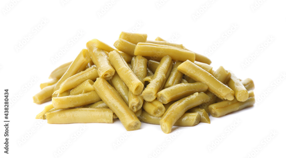 Pile of canned green beans on white background Pile of canned green beans on white background