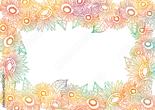 水彩風の向日葵のカラフル背景素材