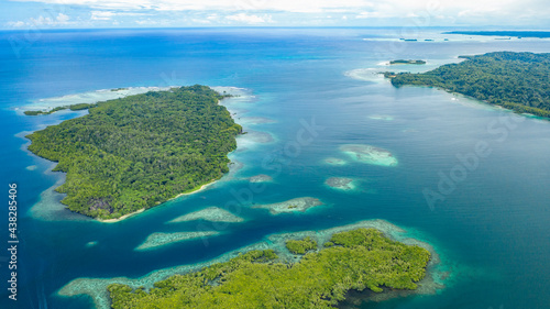 Islands and the surrounding reefs in the South-east of Choiseul island, Solomon Islands. © gshakwon