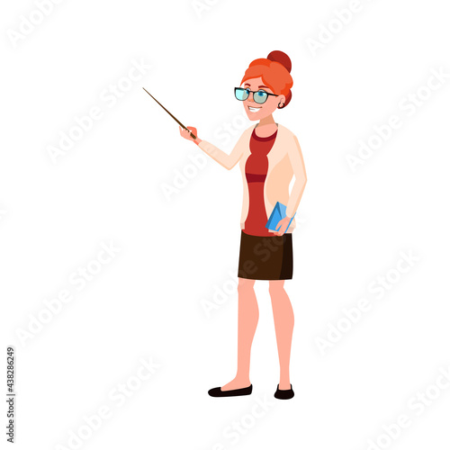 redhead school math teacher explain theorem cartoon vector. redhead school math teacher explain theorem character. isolated flat cartoon illustration