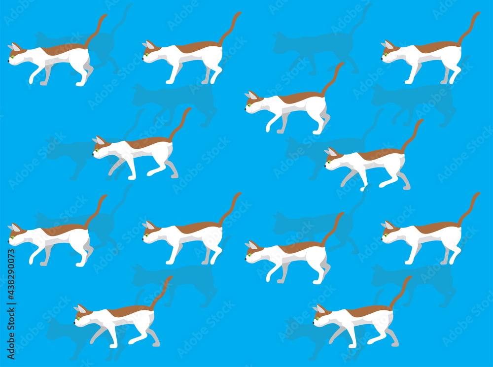 Cat Oriental Walking Cartoon Vector Seamless Wallpaper Cat Oriental Walking Cartoon Vector Seamless Wallpaper