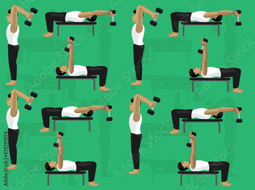 Dumbbell Moves Manga Cartoon Vector Seamless Wallpaper Set 4