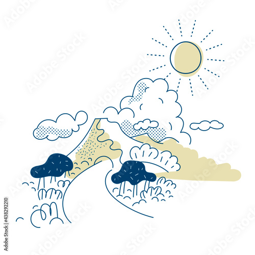 山と太陽のイラスト

