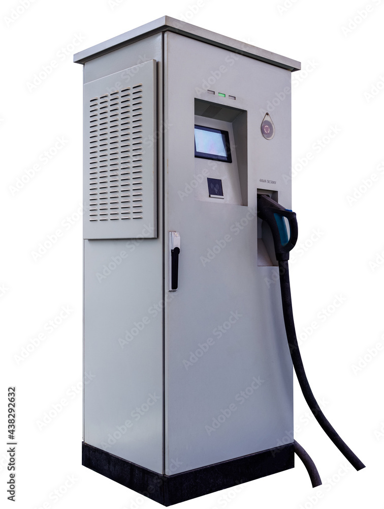 A solar powered electric car charging station in a public parking A solar powered electric car charging station in a public parking