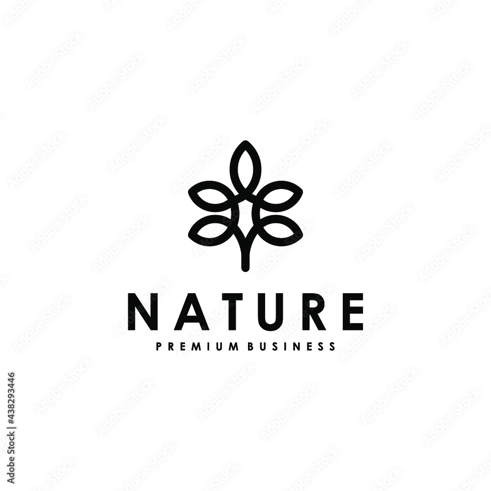 Minimalist nature Leaf Tree Line Logo Minimalist nature Leaf Tree Line Logo