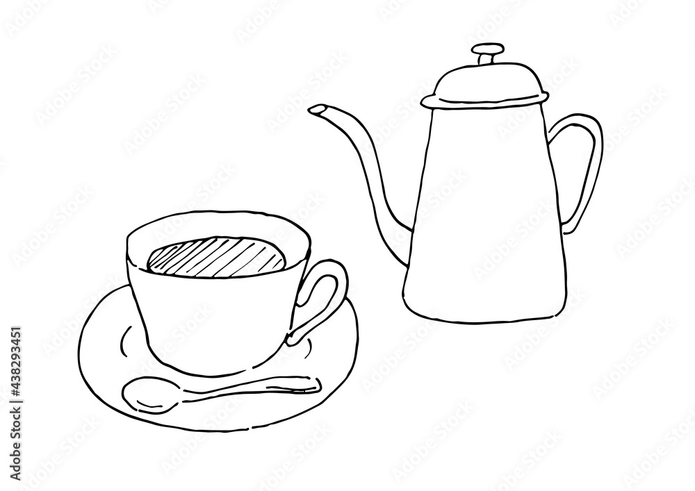 コーヒーカップとコーヒーポット