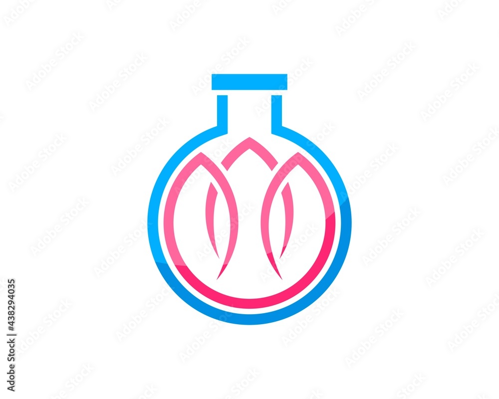 Simple bottle laboratory with pink lotus flower inside Simple bottle laboratory with pink lotus flower inside