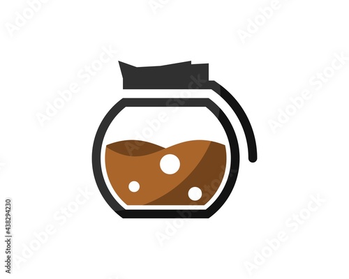 Modern and simple coffee pot with hot coffee inside