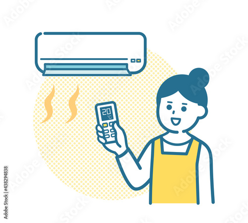 Woman turning on the heating