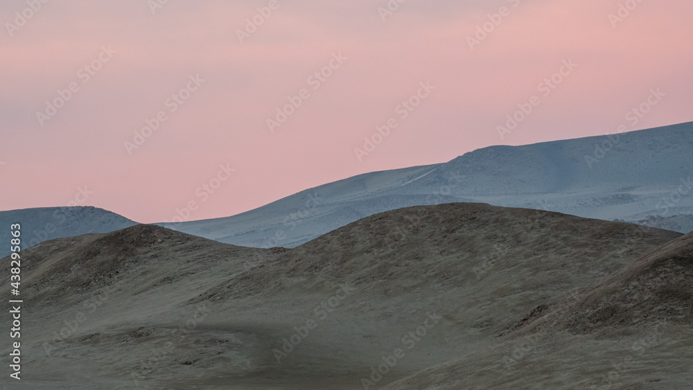 pink sunset over Peruvian pacific desert