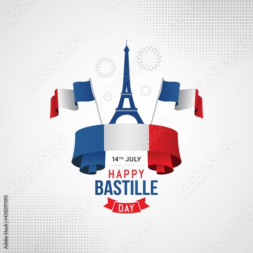 Happy bastille day banner celebration in france vector illustration photo