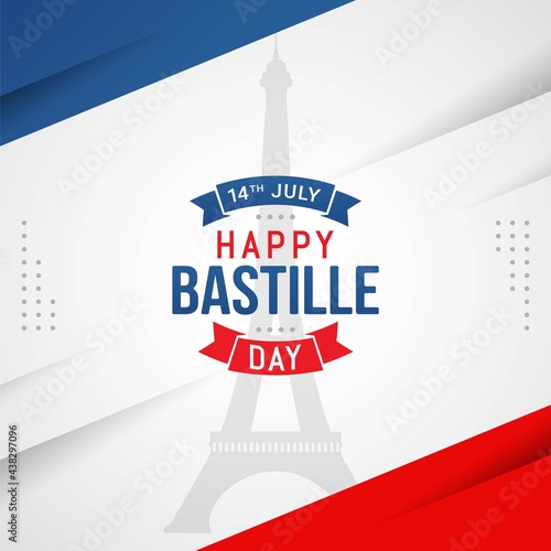 Happy bastille day banner celebration in france vector illustration photo