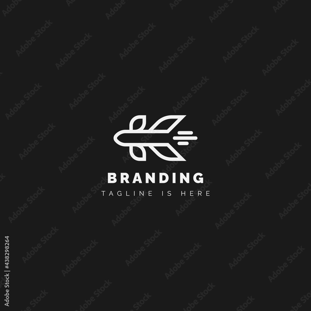 airplane letter k logo, unique line initials k. airplane letter k logo, unique line initials k.