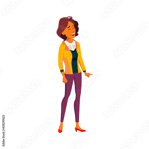 laughing hispanic woman in circus cartoon vector. laughing hispanic woman in circus character. isolated flat cartoon illustration
