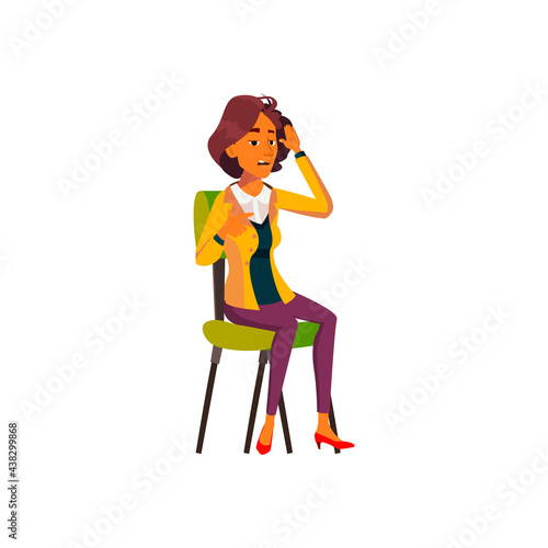 illness latin woman at doctor cabinet cartoon vector. illness latin woman at doctor cabinet character. isolated flat cartoon illustration