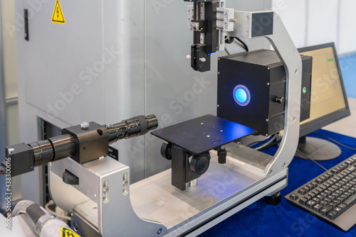 Obraz na plátne close up view of optical goniometry machine in factory.