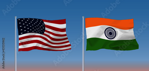 インドとアメリカの国旗