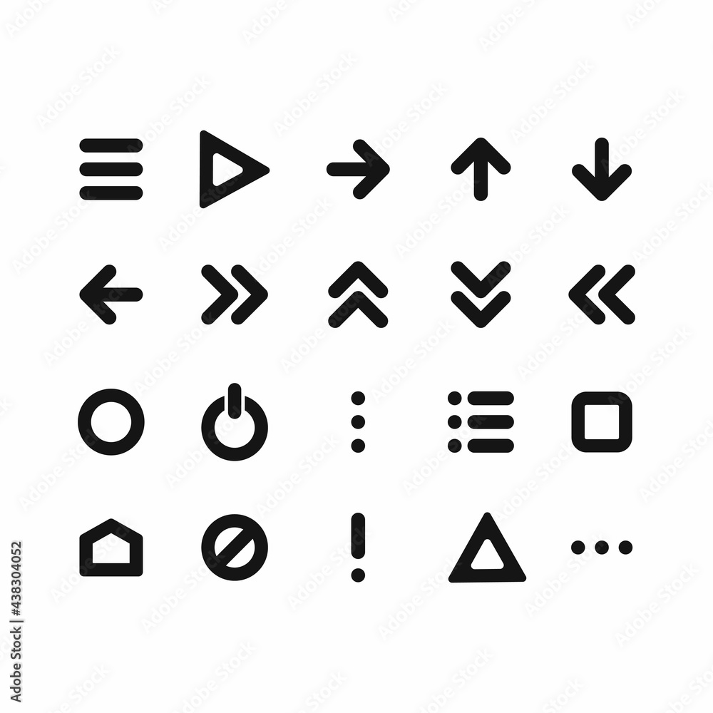 Mobile application icons set. Set of mobile application icons. UI/UX icons, elements, power, play, arrow, home, disable, up. Mobile and web app set icons. Mobile application icons set. Set of mobile application icons. UI/UX icons, elements, power, play, arrow, home, disable, up. Mobile and web app set icons.