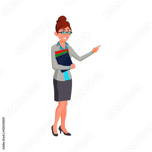 smiling woman teacher speaking with pupils at school cartoon vector. smiling woman teacher speaking with pupils at school character. isolated flat cartoon illustration