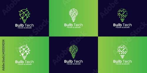 collection of modern technology bulb logo
