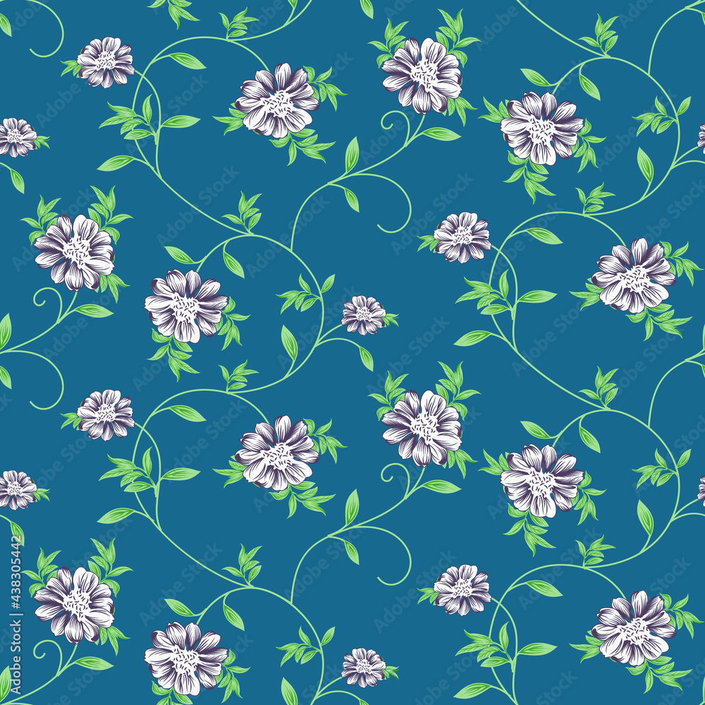 Obraz premium seamless small vector flower design on background