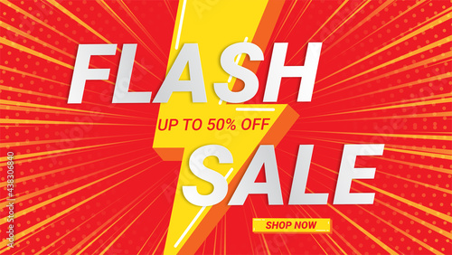 Flash Sale banner template design.Vector illustration.
