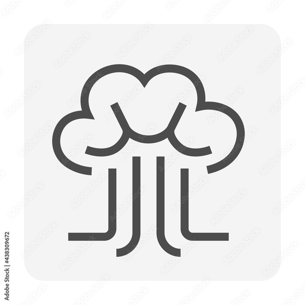 Explode vector thin line design with simple shape. That icon, sign, symbol or logo element of effect, blast, explosion from atomic bomb, nuclear weapon. Also crash, spark and caution. 48x48 pixel.
