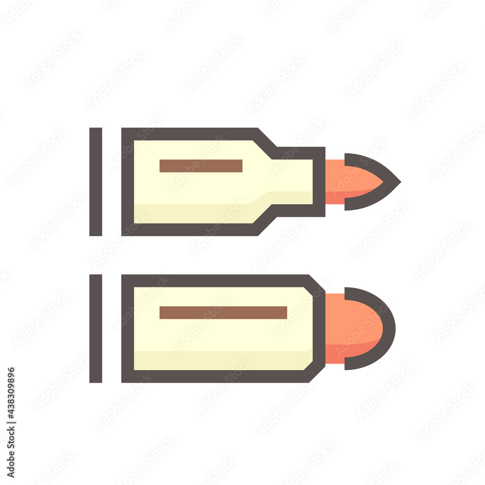 Bullet vector icon. Also called ammo, projectile. Weapon part of firearm ammunition i.e. rifle, 9mm handgun, pistol and revolver. Round cartridge or shell case for shot, military, hunting. 48x48 pixel Bullet vector icon. Also called ammo, projectile. Weapon part of firearm ammunition i.e. rifle, 9mm handgun, pistol and revolver. Round cartridge or shell case for shot, military, hunting. 48x48 pixel