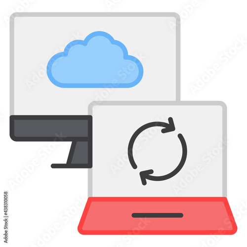 A flat design, icon of cloud syncing