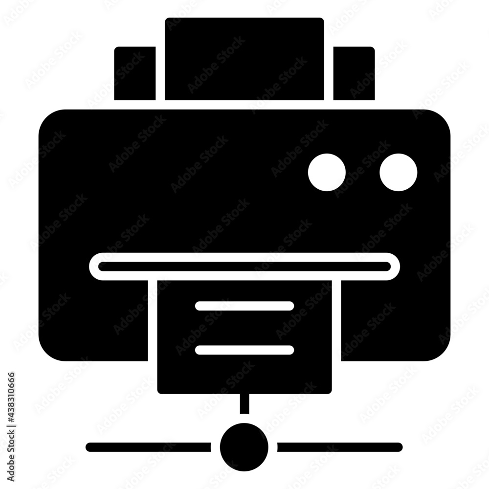 A flat design, icon of network printer A flat design, icon of network printer