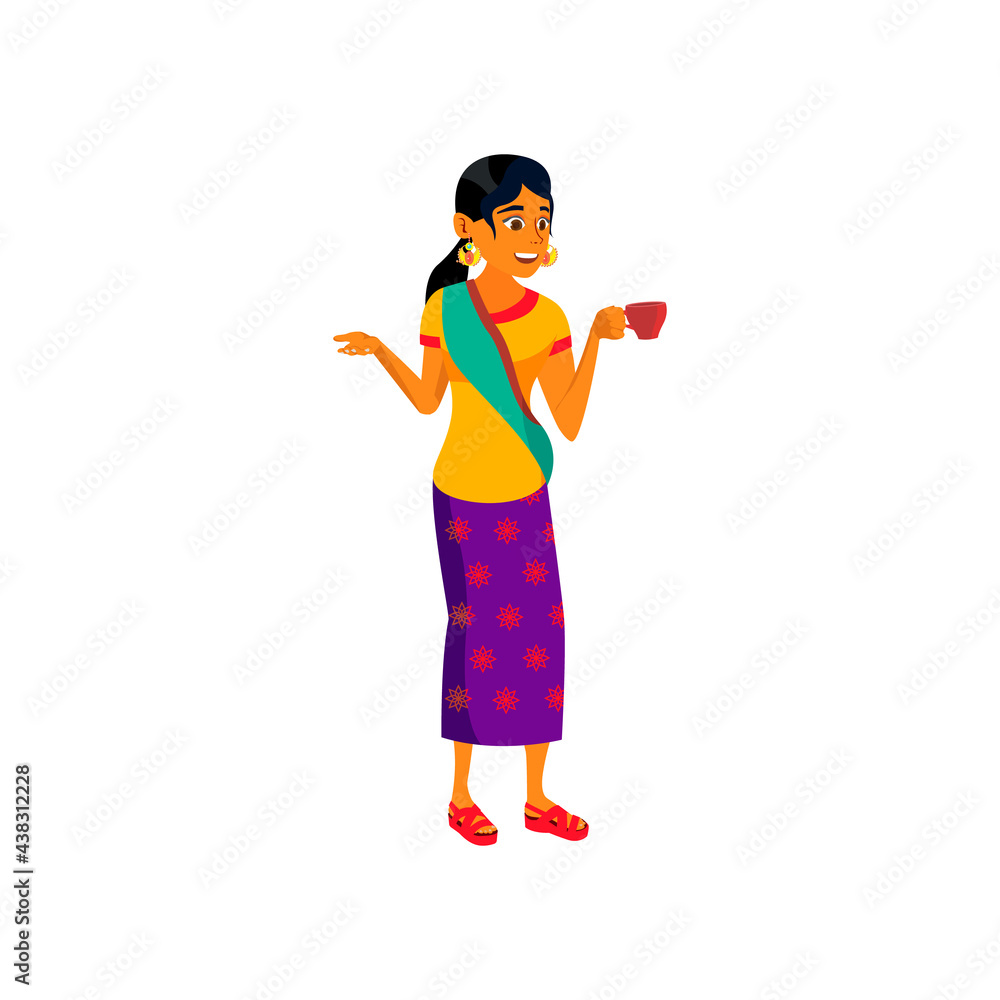 indian woman drinking coffee and speak with colleagues in office cartoon vector. indian woman drinking coffee and speak with colleagues in office character. isolated flat cartoon illustration indian woman drinking coffee and speak with colleagues in office cartoon vector. indian woman drinking coffee and speak with colleagues in office character. isolated flat cartoon illustration