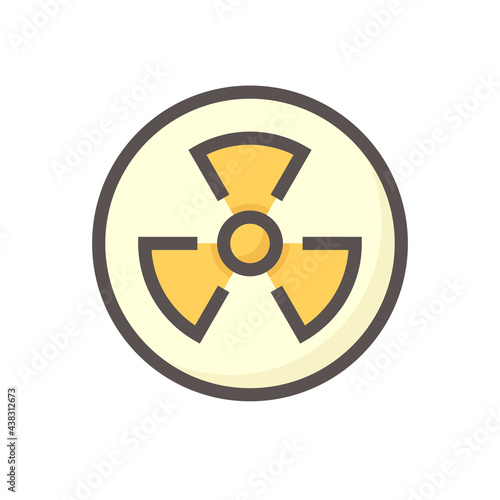 Ionizing radiation or radioactive vector design of icon, sign or symbol. That safety, warning or caution of unsafe, danger or hazard from toxic, emission of nuclear reactor process or x-ray. 64x64 px.