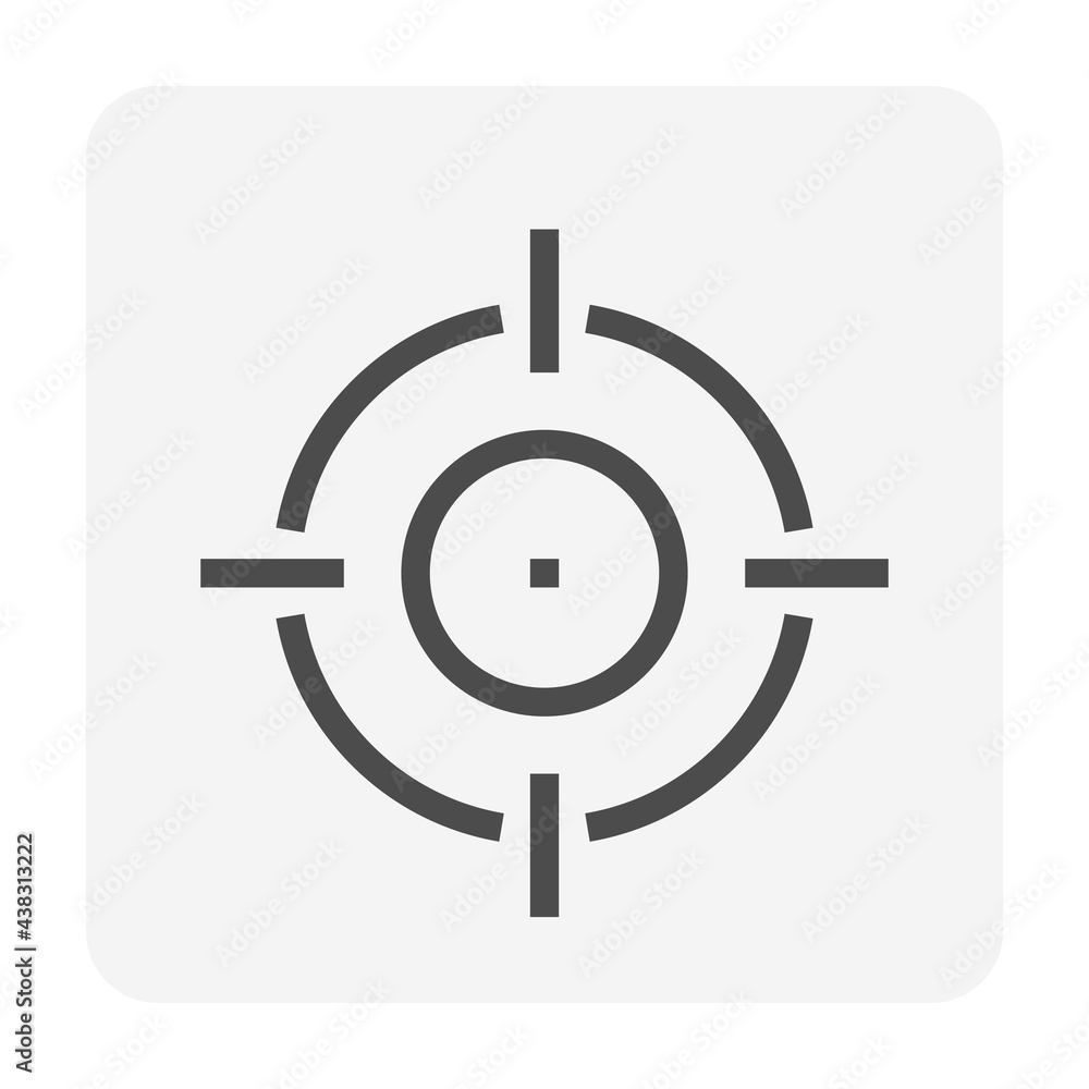 Target vector icon. That crosshair and round circle shape. Sign or symbol for sight to accurate aim and shot of military weapon i.e. sniper, rifle. Also concept for focus, accuracy and goal. 48x48 px Target vector icon. That crosshair and round circle shape. Sign or symbol for sight to accurate aim and shot of military weapon i.e. sniper, rifle. Also concept for focus, accuracy and goal. 48x48 px