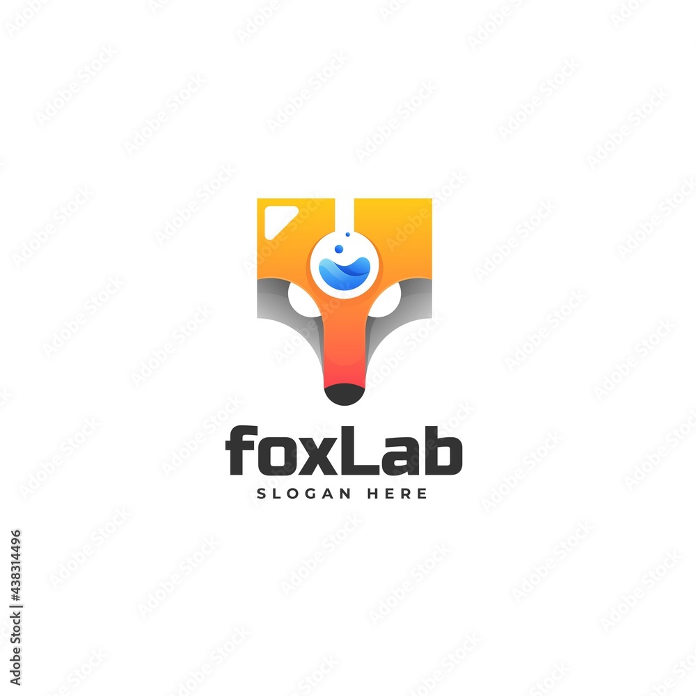 Vector Logo Illustration Fox Lab Dual Meaning Style. Vector Logo Illustration Fox Lab Dual Meaning Style.