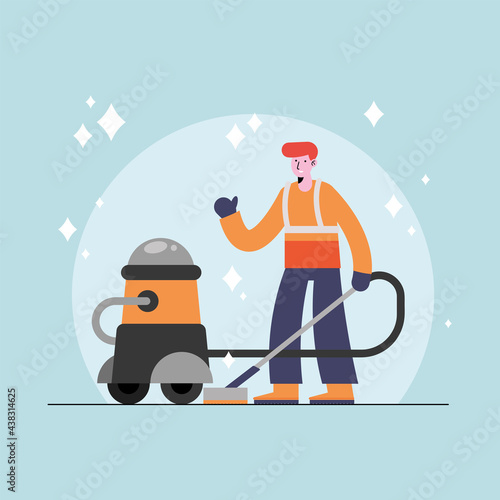 man cleaning using vacuum