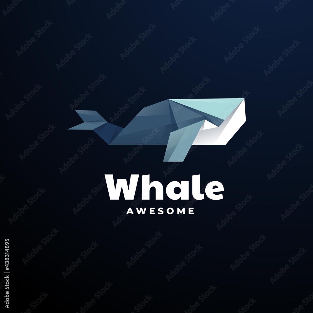 Vector Logo Illustration Whale Polygon Style Vector Logo Illustration Whale Polygon Style