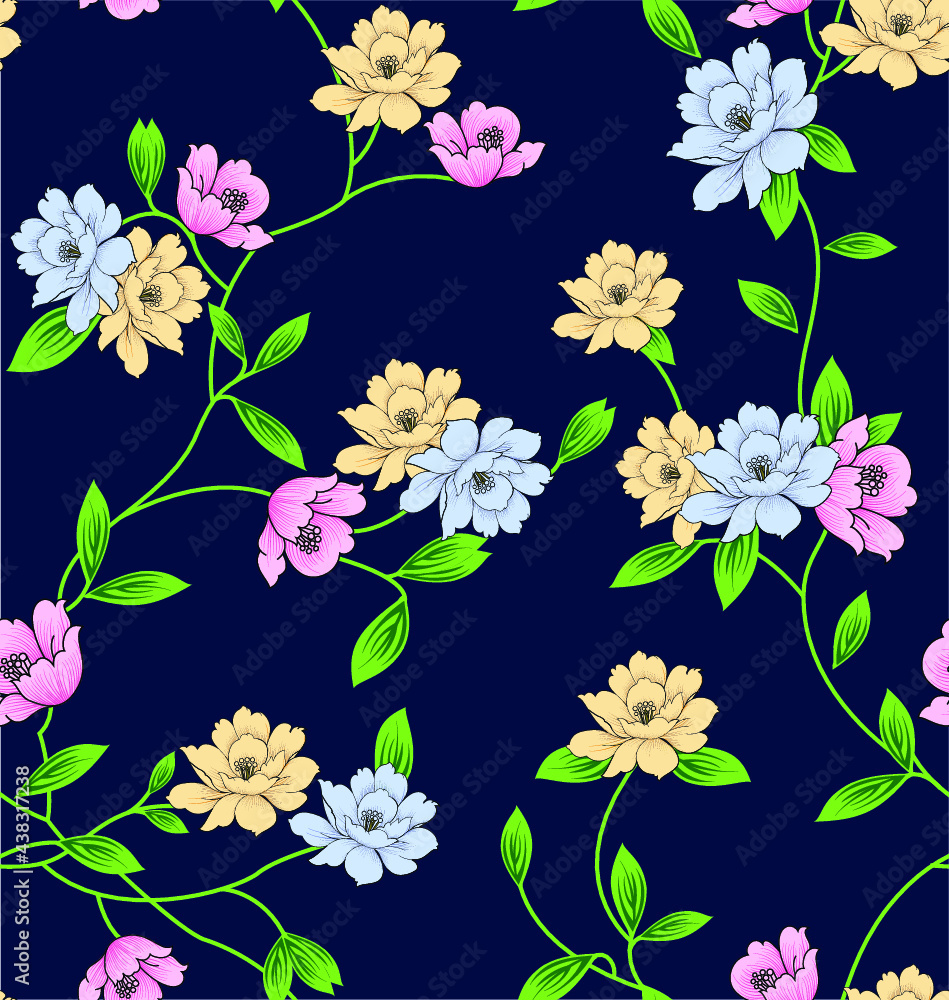 Fototapeta premium seamless vector flower design on background