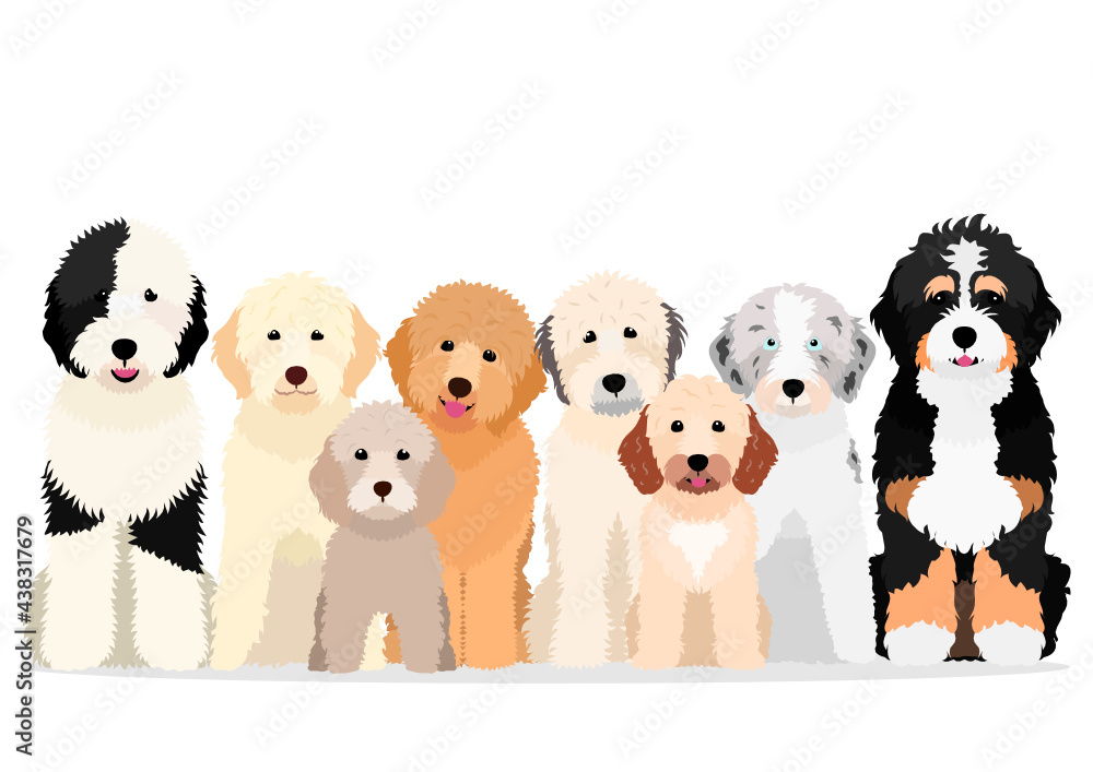 doodle dogs sitting group doodle dogs sitting group