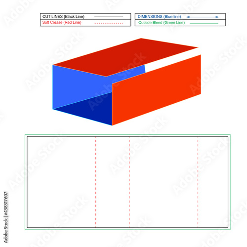 Tube interior box cardboard folding box, insert box and dieline tamplate with 3d render,color changeable and editable