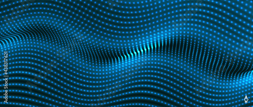 Abstract science or technology background. Graphic design. Network illustration with particle. 3D grid surface.