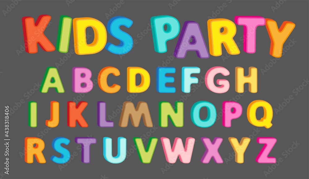 Bright alphabet lettering text with 3d effect for title design. Capital Letter English ABC