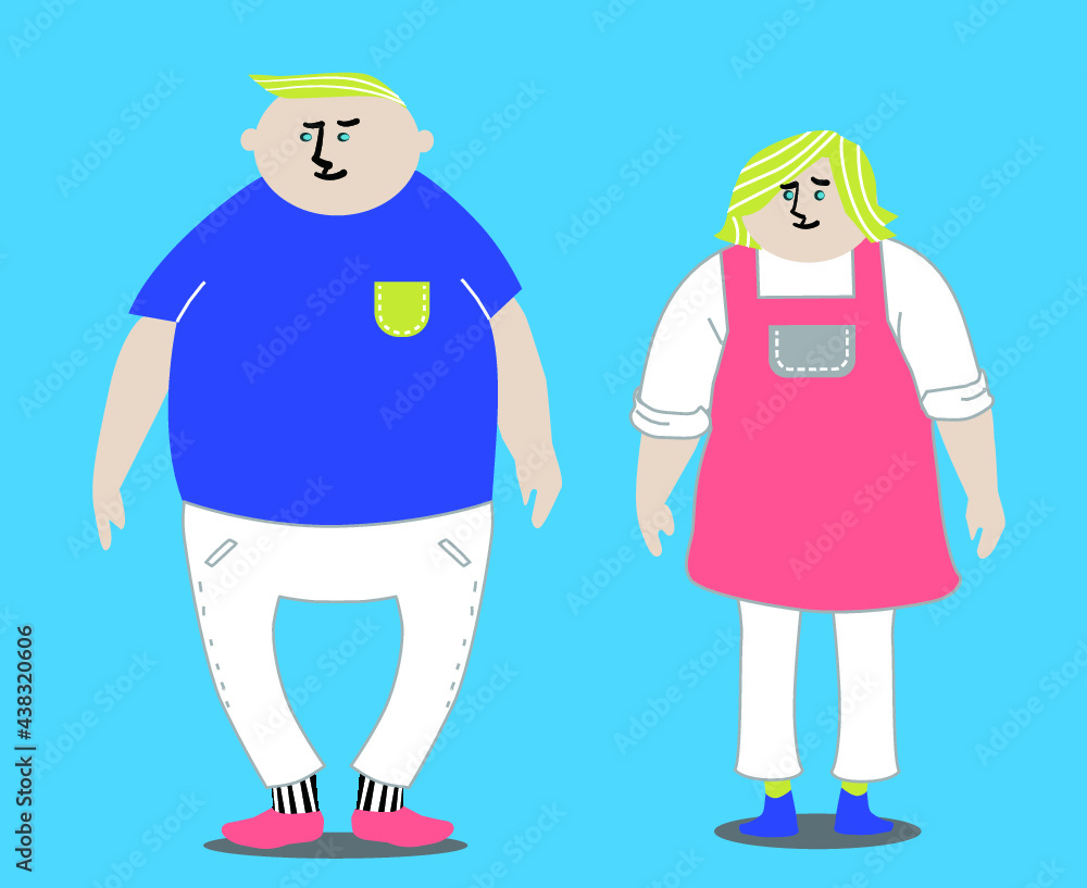 デフォルメされた男性と女性のイラスト Stock Vector Adobe Stock
