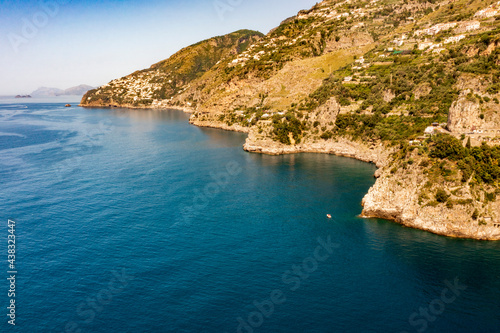 Aerial view of the Amalfi Coast. In Salerno a stretch of coast with sea and a beautiful landscape photo