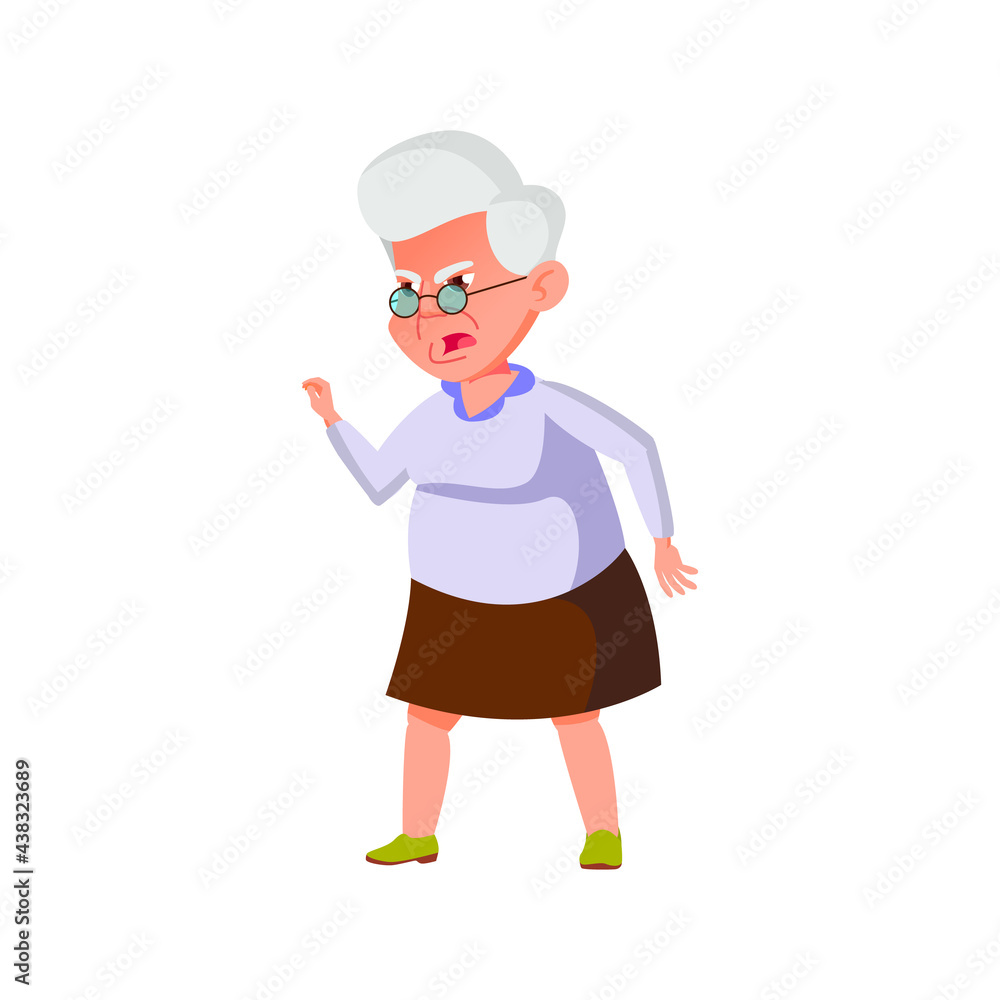 angry old woman screaming at grandson at home cartoon vector. angry old woman screaming at grandson at home character. isolated flat cartoon illustration