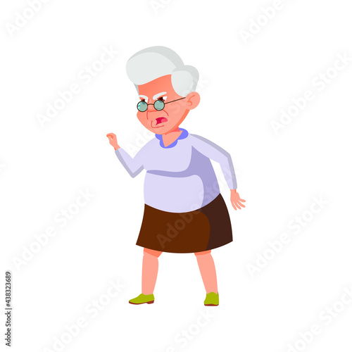 angry old woman screaming at grandson at home cartoon vector. angry old woman screaming at grandson at home character. isolated flat cartoon illustration