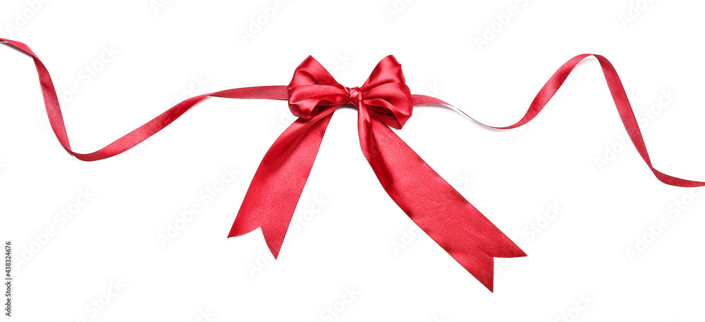 Bow made of red ribbon on white background Bow made of red ribbon on white background