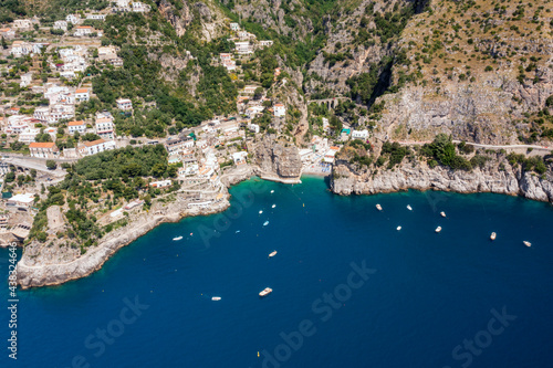 Aerial view of the Amalfi Coast. In Salerno a stretch of coast with sea and a beautiful landscape photo