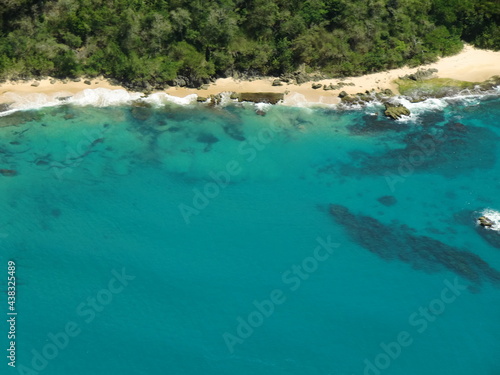 Aerial photography of the Venezuelan coasts and beaches bathed by the Caribbean Sea in the east of the country.