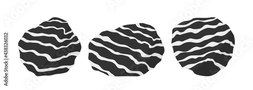 Gneiss stone specimen illustration set. Metamorphic rock samples.